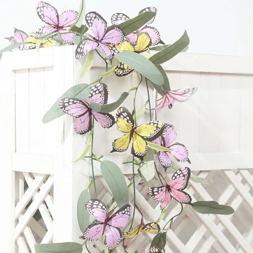 Efavormart 5.5ft Artificial Eucalyptus Leaf Table Garland with 7 White Silk Rose Flowers, Pre-Arranged Floral Greenery Vines for Wedding Reception Table and Ceremony Backdrop - color: Type17
