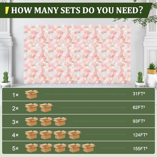 DNYSYSJ Flower Wall 12PCS 23.62"" x 15.75"" x 0.79"" Lifelike Pink & White Hydrangea Artificial Flowers Panel Silk Fabric Floral Wall Mat Rose Flower Wall Backdrop Decors, VUIFGBP4HRP04 - color: Gradient Pink & White, size: 12 pieces