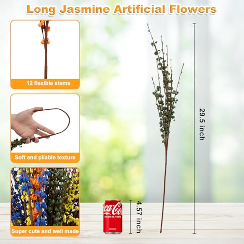 Wootkey 29.5" 10 Pcs Colorful Long Jasmine Artificial Flowers Faux Dry Jasmine Flowers for Vases Indoor Home Decorations Spring Party Decor (DeepColor) - color: Deepcolor, size: 10pcs-29.5''
