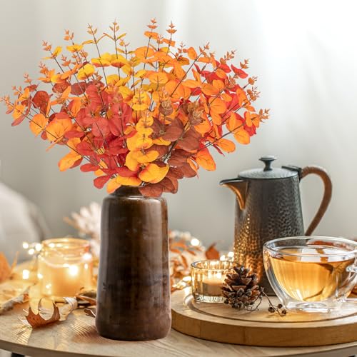 Yen Jean 10PCS Fall Decorations for Home Autumn Artificial Flowers Bouquet - Thanksgiving Fake Stems Plants Indoor Decor Outdoor Party Supplies - style: fall stems-2
