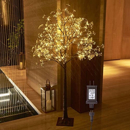 LITBLOOM Lighted Baby Breath Tree Plug in 5FT 126 Lights, Faux Plant Tree with Lights for Wedding Birthday Party Decoration Inside Outside - style: 5FT Baby's Breath