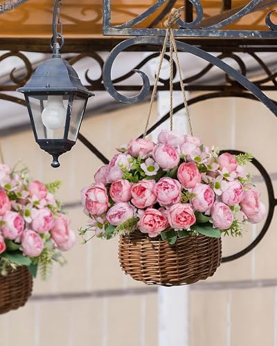 DuHouse 6 Packs Peonies Artificial Flowers,Silk Peonies Bouquet for Wedding Centerpiece Table Party Home Decor(Pink) - color: Pink
