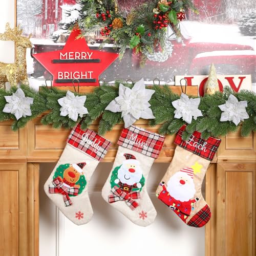 Alupssuc 24PCS 6"& 9" White Artificial Poinsettia Christmas Flowers, Faux Glitter Ornaments for Xmas Tree Wreath Garlands New Year Home Decor, White