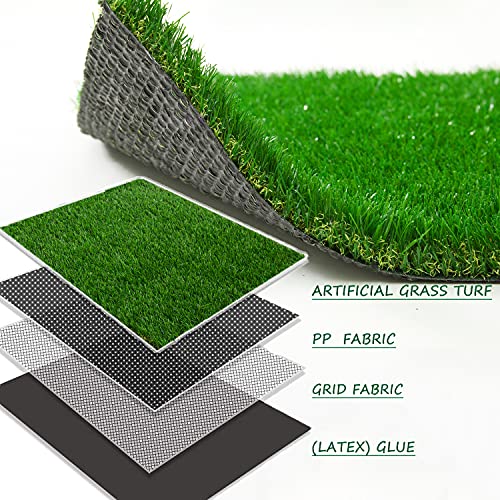 Heyroll Artificial Turf Grass 3' x 14', 1.38 Inch Realistic Artificial Grass Rug, Fake Grass Mat Thick with Rubber Backing, for Pets Dogs Garden Lawn Landscape Indoor Outdoor - size: 3' x 14'