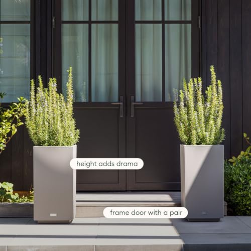 Veradek Block Series Pedestal Planter - Tall Planter for Indoor or Outdoor Front Porch | All-Weather Use with Removable Insert Bucket | Modern Décor for Flowers, Tall Trees, Faux Plants - color: Gray, size: 26"H x 13.5"W