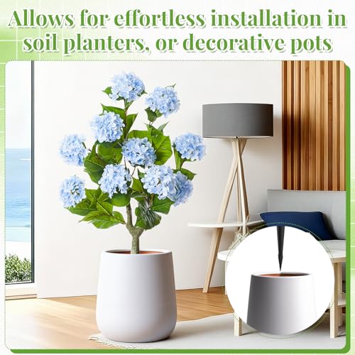 Daifunli 2 Pack 36″ Artificial Hydrangea Trees Real to Touch Faux Hydrangea Bushes Plants with Stakes for Wedding Spring Home Office Living Room Housewarming Gift(Blue) - color: Blue