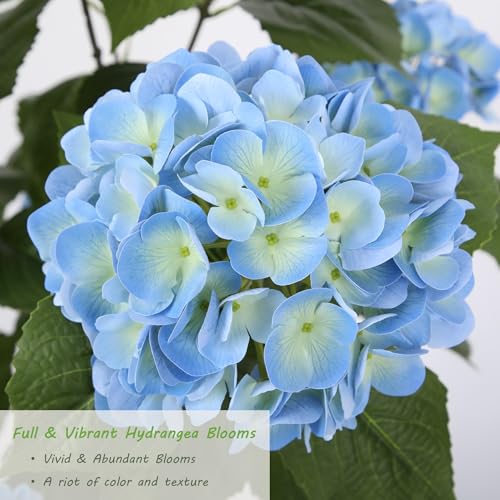 Nafresh 3FT Real Touch Faux Hydrangea Tree Outdoor, 2 Pack Blue Hydrangea Tree Artificial with Vibrant Blooms, Faux Hydrangea Bush for Indoor Outdoor Home Front Porch Pation Decor - color: Blue, size: 3ft