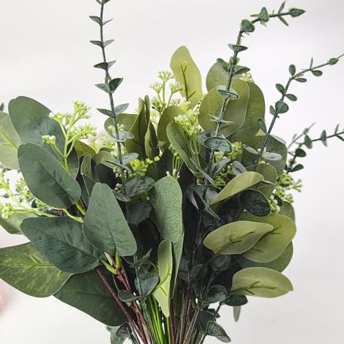 50 Pcs Mixed Artificial Eucalyptus Stems Bulk Babys Breath Fake Flowers Artificial Greenery for Home Decoration, Crafts, Wedding Arrangement - size: 50 Pcs