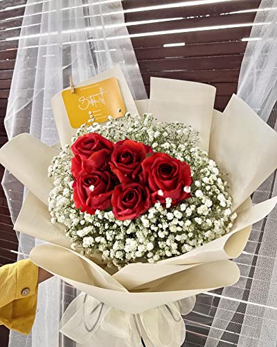 Artificial Realistic Roses Red Flowers 24" Real Touch Silk Roses Bouquet Long Stems Rose for Flower Arrangement Fake Roses Decor for Home Party Wedding Table Centerpieces Roses Realistic - 5 Pcs - color: Red