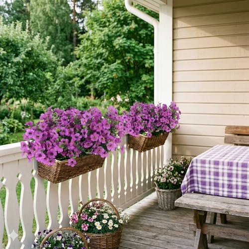 Purple Artificial Flowers for Outdoor Planter Indoor Decor Fake Silk Daisy Flowers UV Resistant Faux Plants for Spring Summer Garden Home Boxwood Porch Patio Window Box, 12 Bundles (Purple) - color: Purple