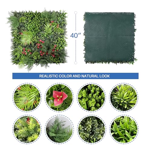 ECOOPTS 40"x40" Faux Ivy Privacy Fence Screen Artificial Boxwood Panels Topiary Hedge Plants for Indoor Outdoor Decoration, Style 12 Mixed Leave, 1 Pack - color: 40"x40" #12 Mixed Leave, size: 40"x40"