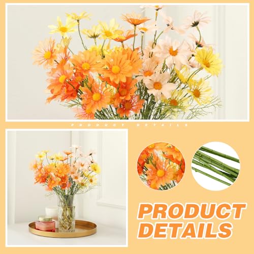 12 Bundles Daisy Artificial Flowers Small Colorful Daisy Flowers Bouquet with Stems Fake Daisies Floral for Table Vase Centerpiece Floral Arrangements Wedding Decoration(Fresh) - color: Fresh