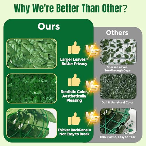 KASZOO Artificial Ivy Privacy Fence Screen - 120x40in Artificial Faux Privacy Fence Panel Artificial Green Wall Balcony Privacy Screen Decoration for Patio, Balcony, Wall, Backyard Indoor Outdoor - size: 120 in x 40 in - Maple Leaf