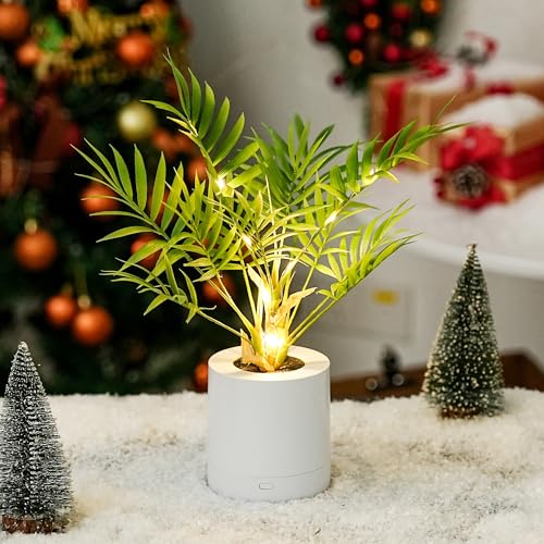 WSYEAR Artificial Lighted Areca Palm Tree Lamp Night Light for Womens Christmas Birthday Gifts, DIY Bonsai Decor, Perfect Ideal for Ambiance Wedding Party Bedroom Bar Coffee Shop Decor Light - color: Areca Palm Tree