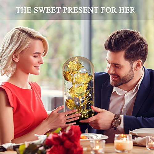 Mothers Day Forever Gifts for Mom, Colorful Flowers Rose in Glass Dome,Galaxy Flowers Rose with 2 Lighted Mode,Rainbow Rose Birthday Gifts for Women,Wife Girlfriend Daughter，Anniversary,Valentines - color: Colorful Rose