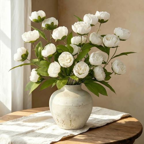 6Pcs Faux Peonies Artificial Flowers 27" White Peonies Faux Flowers for Vase Artificial Peony Flower Arrangement for Vase Filler DIY Bouquets Centerpieces Wedding Party Bridal Shower Decor - size: 6PCS