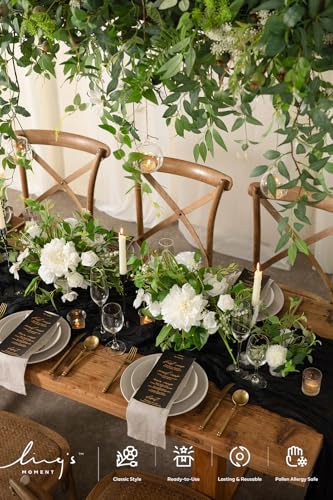 Ling's Moment Rosa Banksiae Artificial Vines, Pack of 7 Silk Greenery Garlands with Hanging Faux Laurel Leaves for Table Centerpieces, Wedding Arches & Floral Filler Arrangements