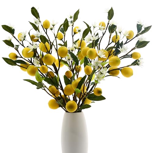 5pcs Artificial Lemon Little Fruit.24 Inch Lifelike artificial plants indoor.lemon tree artificial.artificial fruits for decoration.outdoor artificial plants.Used For Homes.Offices. Festivals.Flowers - size: 24inch
