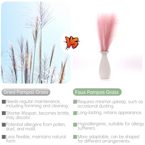 Faux Pampas Grass Decor ， 21.7 Inch Artificial Pampas Grass Pink Reed Grass, Vase Filler for Home Decor, Room, Bathroom, Wedding, Table Centerpiece - 20PCS - color: Pink