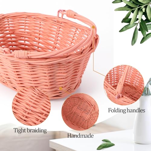Barydat Small Wicker Basket with Handle Flower Girl Baskets Oval Willow Woven Braided Gift Basket for Weddings Picnic Baby Shower Home Garden Decor(6 Pcs,Colorful,9" x 7" x 4") - color: Colorful, size: 9" x 7" x 4"