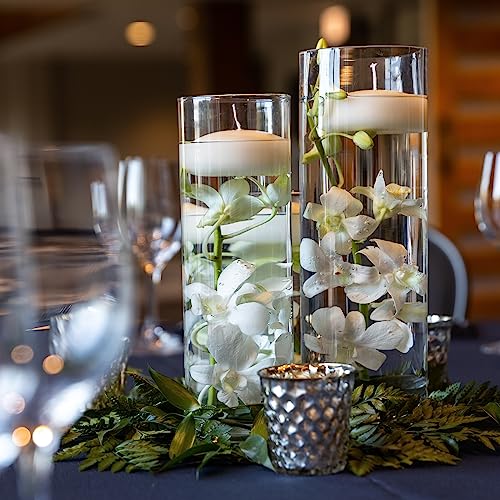 PATIKIL 7 Inch Artificial Orchid Flower, 24 Pcs Floating Candles Simulation Flower Cylinder Vase Fillers for Home Wedding Decoration, Red - color: Red