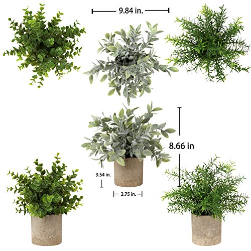 Briful 3 Pack Mini Faux Potted Plant Artificial Eucalyptus Plant Fake Topiaries Plant for Home Table Office Room Desk Bathroom Shelf Kitchen Rustic Farmhouse Mantel Decor - color: Green#8