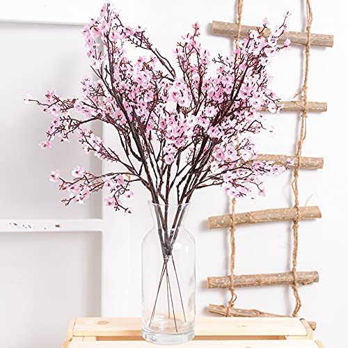 1PCS Artificial Long Gypsophila Colorful Plum Blossom Home Bouquet Faux Flowers Autumn Garden Party Decoration (Pink-1PCS) - color: Pink-2pcs