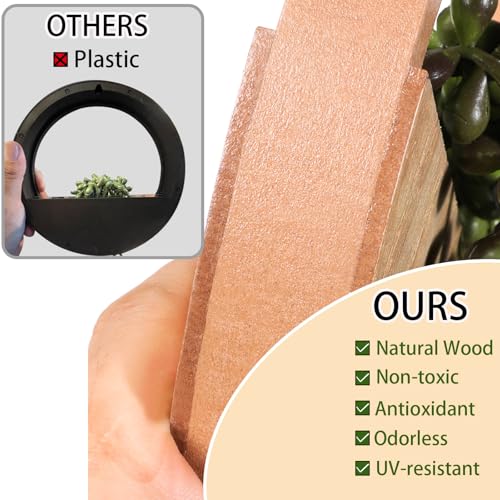Floweroyal 2pcs Artificial Succulents Hanging Plants 12.2'' Fake String of Pearls in Pot with 8.3'' Lanyard for Indoor Outdoor Wall Decor（Wood Color）. - color: Type1-wood Color-2pcs