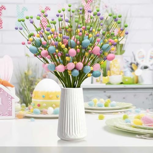 nuvagiki Easter Table Decor, 20 Pack Easter Egg Berry Stems Decorations for Tree, Artificial Flowers Picks for Wreath, Tree Ornaments Decorations for Home, Easter Gifts