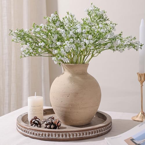 Ceramic Flower Vase Home Decor, 7.4 in Farmhouse Table Vases Retro Vintage Living Room Kitchen Bedroom Decoration Pottery Decorative Vases for Flowers House Shelf Office Desk Dining Entryway, Rustic - color: 7.4 in - Rustic