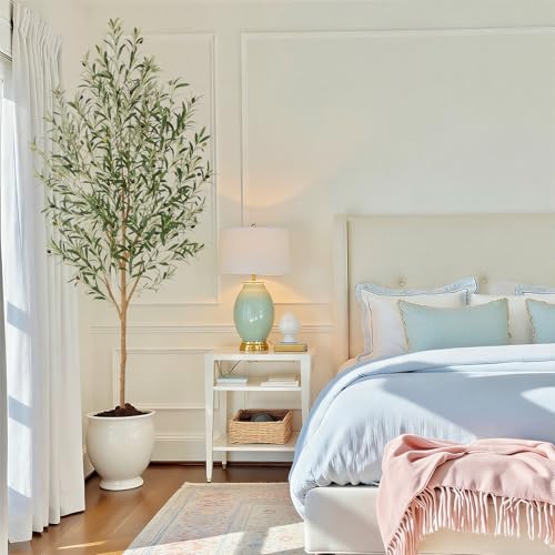 7ft Realistic Artificial Olive Tree with Real Wood Trunk, 84in Faux Olive Tree Indoor with Lifelike Leaves and Fruits, Faux Olive Tree for Home Office Living Room Bedroom Patio Decor - size: 7ft