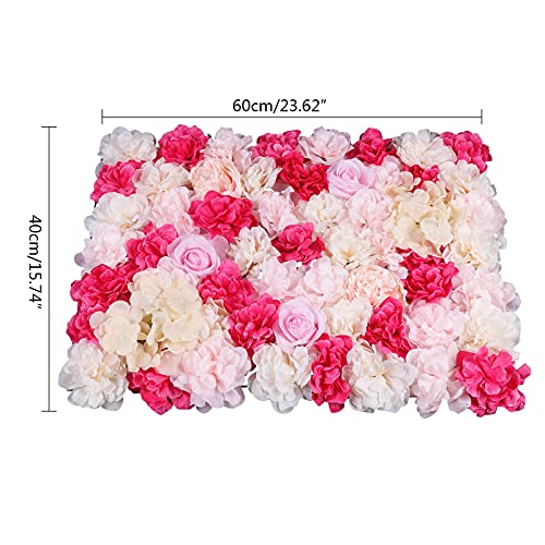 16"x 24" Artificial Flower Wall Panels,Flower Wall Mat Silk Flower Panels for Outdoor Garden Backyard Fence Fence Privacy Screen and Indoor Wall Decor (4Pcs Rose Red+ Pink+ Light Yellow) - color: 4Pcs Rose Red+ Pink+ Light Yellow