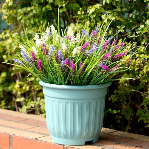 20 Bundles Artificial Plants Outdoor, UV Resistant Fake Flowers, Realistic Faux Lavender Shrubs for Porch Garden Window Box Home Decoration (White Yellow Lightpurple Rosy) - color: White Yellow Lightpurple Rosy
