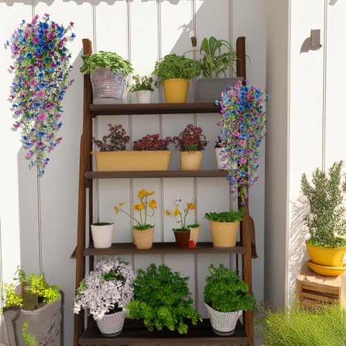 ZFProcess Artificial Hanging Flowers Plants for Outdoor Spring Summer Decoration, 2PCS Faux Silk Daisy UV Resistant Look Real for Outside Home Indoor Planter Porch Garden Yard Decor(Purple Blue) - color: Purple Blue