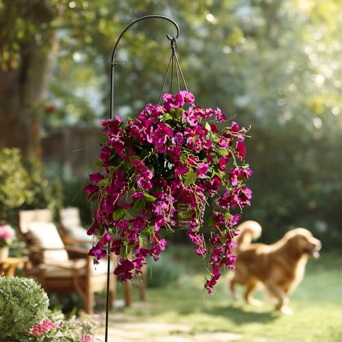 Hibiscus Artificial Hanging Flowers Plants for Outdoors 4 Pcs Fake Flower Faux Silk Hibiscus Long Trailing Vines Realistic Flower for Outside Front Door Porch Patio Balcony Garden Yard (4 Pcs Fuchsia) - color: 4 Pcs Fuchsia