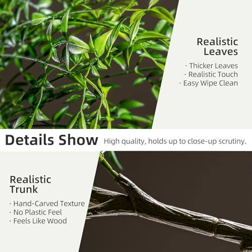 Big Fake Nandina Trees Plastic plantas Large Artificial Tree Indoor Outdoor Realistic Floor Plants Faux Bamboo Plant for Home Living Room Corner Office Patio Porch Bonsai Decor Housewarming Gift - color: Green, size: 6ft 7in