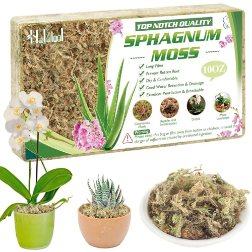 Halatool 10OZ Orchid Moss Sphagnum for repotting, 14QT Dried Sphagnum Moss for Plants Indoor, Maintain Air Humidity and Improve Soil Acidity, Natural Media for Orchid Plant Growth - size: 14 qt (0.6 lbs)