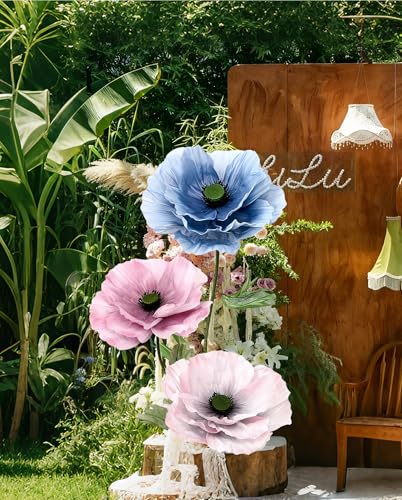Giant Artificial Flower Wall Backdrop, Big Flowers for Decorations, Oversized Wall Decor for Wedding, Garden Party, Easter Home Decor Birthday Events (Light Purple,1) - color: Light Purple