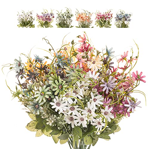 Artificial Flowers Wildflowers Silk Daisy Spring Fake Daisies Decoration Summer UV Resistant Colorful Mixed Bundles Faux Greenery Outdoor Plant Stem Filler for Home Decor Indoor Floral Arrangements - color: Multi Color