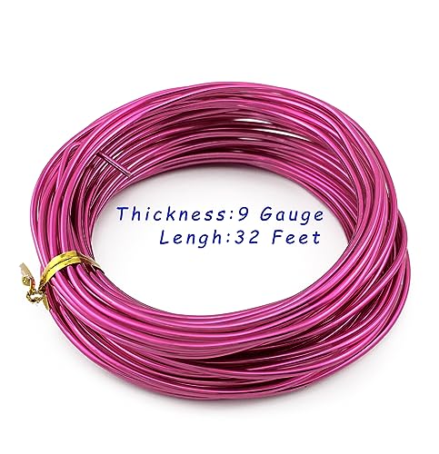 11 Yard Aluminum Wire Bendable Metal Wire Jewelry Craft Wire Beading Floral Making Jewelry Making Doll Making (9 Gauge, Fuchsia) - color: Fuchsia, size: 9 Gauge