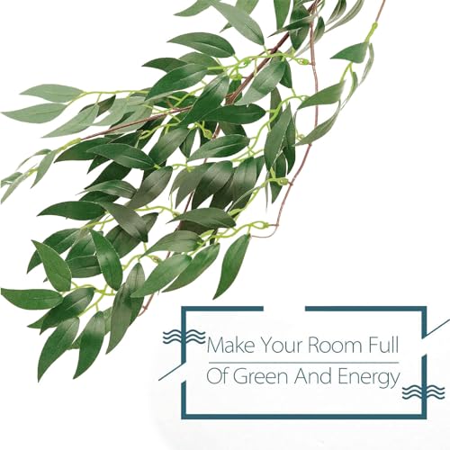ANPHSIN Fake Vines Greenery Garland - 5 Packs Total 28ft Green Willow Leaf Vine Garland, Artificial Leaves Wall Hanging Decor for Home, Room, Wedding Arch, Centerpieces - color: 5pcs