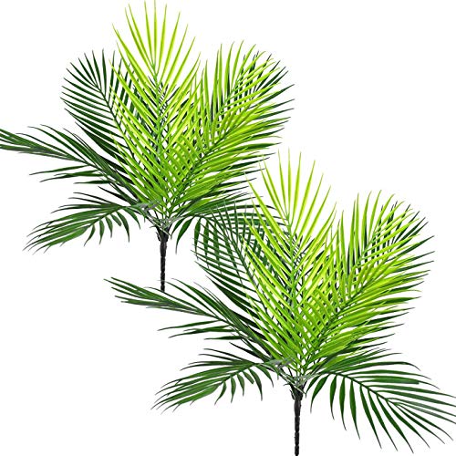 Artificial Palm Plants, Plastic Tropical Palm Tree Shrubs Fake Greenery Decor for Outdoor Indoor Home Garden Verandah Party Wedding Table Centerpieces DIY Christmas Decoration Planter Filler 2 Pack - color: Palm Plants / 2pcs