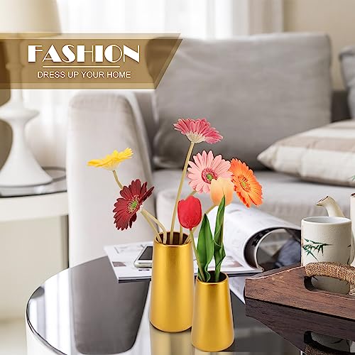Gold Vase - 6" Gold Ceramic Flower vase for Home/Table/Accent Decor, Minimalist Modern Vases Ceramic for Centerpieces, Room Decor, Living Room, Bedroom or Gift - color: Gold, size: Small