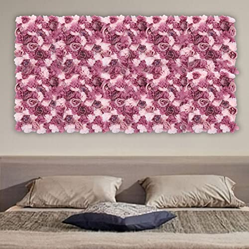 Artificial Flower Wall Panels,6 Pack Wall Flower Silk Rose Pink Floral Panels,Rose Fake Flowers Wall Panels,Table Fall Decor Wall Backdrop Faux Flower Panel for Wedding,24 * 16in - color: 6pcs Pink, Mauve