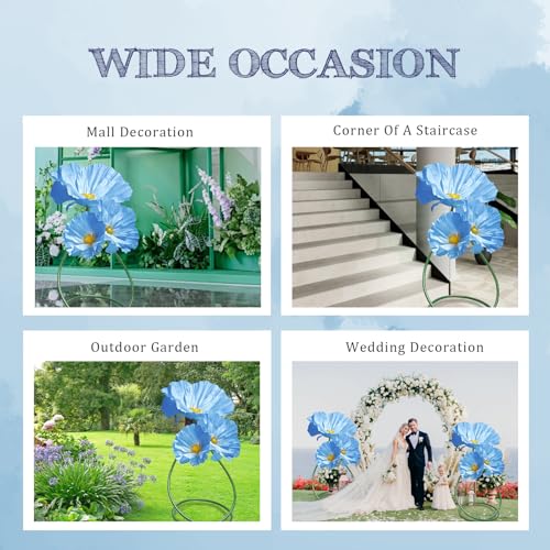 Wedding Reception Decor Giant Artificial Flowers - Large Flower Realistic Paper Flowers for Wedding Ceremony Arch Party Garden Home Decor Indoor Decorations 3 Pack (Blue) - color: Blue Poppy