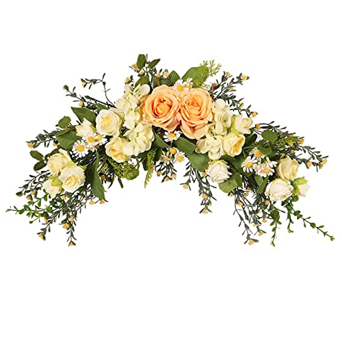 Artificial Chrysanthemum Floral Swag for, Realistic Arch Flower Hanging Arrangement for Home Decoration, Wedding, Party, Indoor and Outdoor use.