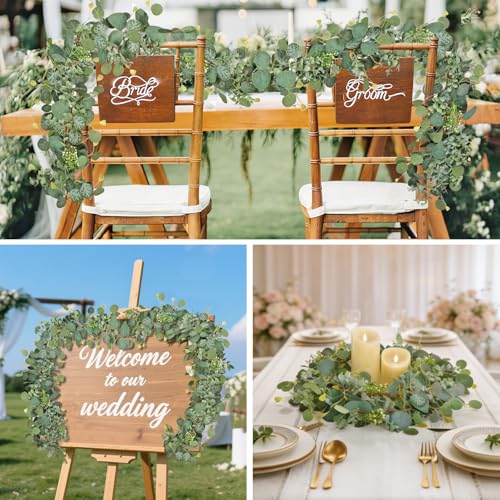 5.9FT Eucalyptus Garland,Artificial Greenery Garland with Berries,Green Spring Garland Decorations,Fake Silver Dollar Eucalyptus Leaves Wreath Garland for Table Home Mantle Wedding Decor - size: 1PCS