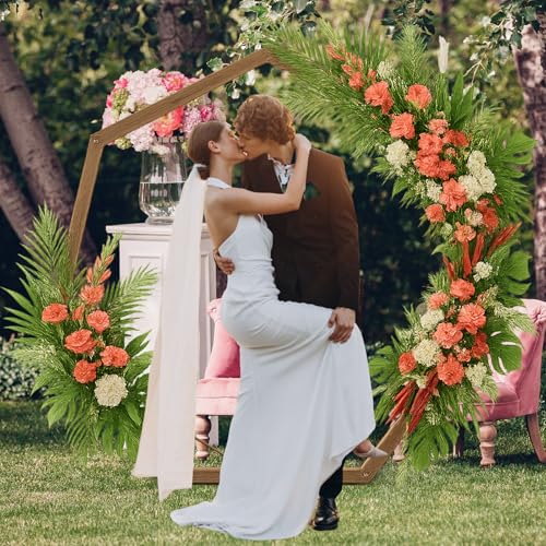 7FT Wooden Wedding Arch Heptagonal Wood Arches Arbor Backdrop Stand for Ceremony Indoor Outdoor Wedding Party Proposal Scene Garden Beach Forest Rustic Boho Decoration - color: Heptagonal