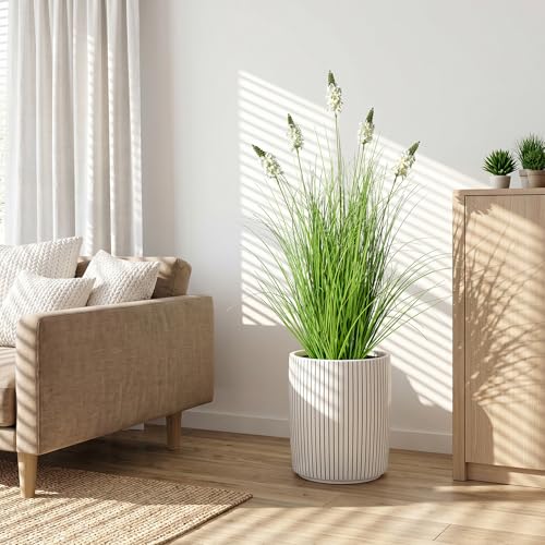 Fake Grass 3FT - Artificial Plants with Hyacinth Flowers, 2 Pack Ornamental Tall Grass Greenery with Pot, Fake Plant for Indoor Outdoor, Office Patio Decor, New Home Gift, White - color: 0.9m White2