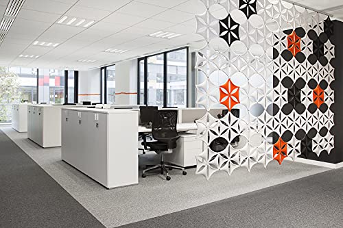 White 3D Flower Venus 14"x12" Hanging Room Divider Panel Felt Fiber Surface High Density Polyester Fiber Board Cut Room Partition Home Decoratio(12 Pcs) - color: White